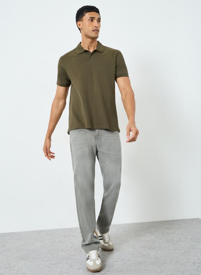 Styli Men Olive Green Relaxed Polo - Image 1